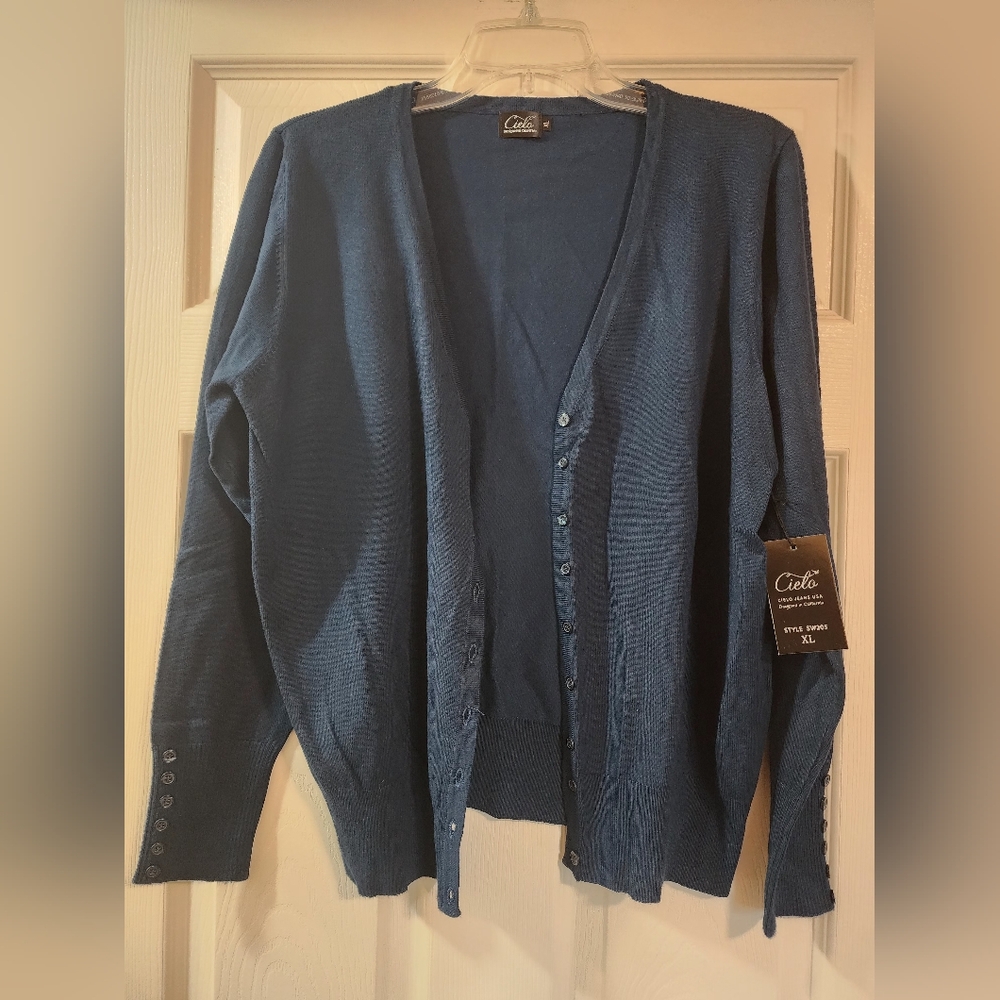 Blue Teal Cardigan Sweater